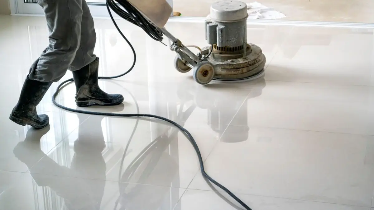 cleaning floor tiles